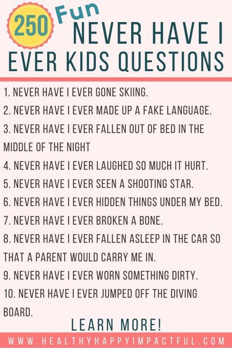 Never Had I Ever Game Questions, Stand Up Sit Down Game Questions, Never Have I Ever Questions, Questions For Girls, Birthday Questions, Have You Ever Questions, Kids Questions, Pick Up Lines Cheesy, Sleepover Activities