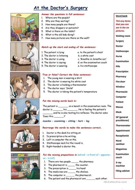 Life Skills Kids, At The Doctor, English Teaching Resources, Secondary Classroom, Future School, English Exercises, English File, Doctor Advice, English Vocab