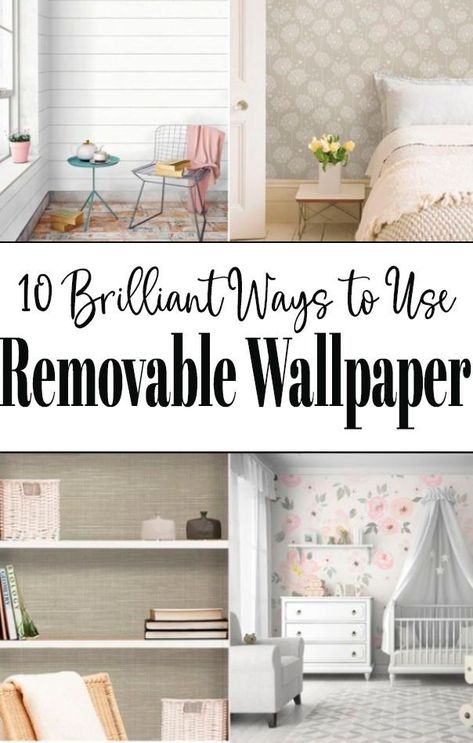 10 Beautiful Ideas for Removable Wallpaper, Peel and Stick wallpaper is great for renters because it lets you try the trends without the commitment! #walldecor #wallpaper #diy Peel And Stick Wallpaper Closet, Wallpaper Closet Ideas, Stick Wallpaper Ideas, Peel And Stick Wallpaper Ideas, Removable Wallpaper Ideas, Removable Wallpaper For Renters, Peal And Stick Wallpaper, Wallpaper For Small Bathrooms, Wallpaper Cabinets