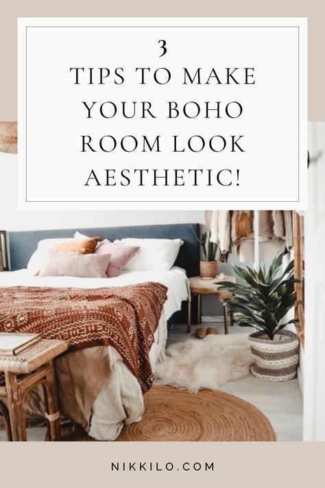 Boho decor is all about encapsulating a cozy, casual, earthy feel in your space. In this post, I’m sharing my top tips to successfully pull off a boho decor style in your room. If you’re looking to redecorate, or just love looking at boho room decor inspiration online, keep reading because this article is for you! Tap to keep reading. Boho Room Decor Ideas, Make Your Room Aesthetic, Boho Decor Style, Room Decor Inspiration, Boho Dorm Room, Boho Dorm, Aesthetic Space, Boho Room Decor, Earthy Color Palette