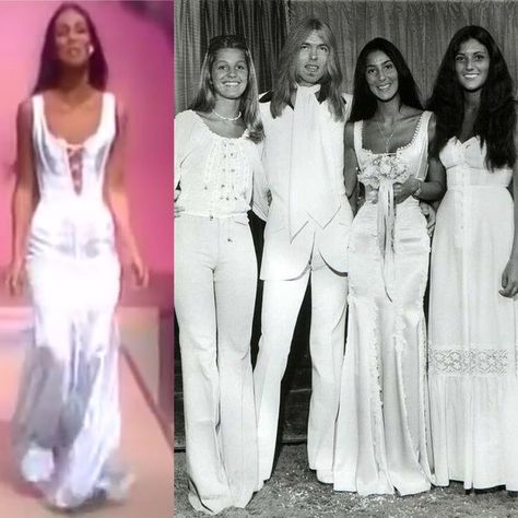 Cher Inspired Wedding Dress, Chers Wedding Dress, Cher Wedding Dress, 70’s Wedding Dress, Cher Wedding, Wedding Dresses 70s, Retro Mirror, Minimalist Wedding Dresses, Wedding Reception Dress