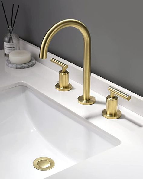 Brushed Gold Bathroom Faucet, Brass Bathroom Sink, Brushed Gold Bathroom, Matte Black Bathroom Faucet, Gold Bathroom Faucet, Black Bathroom Faucet, Brass Bathroom Faucets, Gold Faucet, Matte Black Bathroom