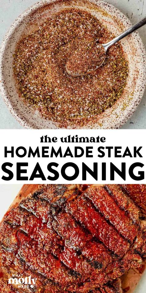 When it comes to cooking a good steak, the right steak seasoning can make all the difference. Nothing compares to the flavors and aroma of homemade steak seasoning. Use this easy recipe on tacos, French fries, burgers, salads. Perfect for foods that are grilled, broiled, baked, roasted, cooked in the cast iron, oven, or stove top! Best Seasonings For Steak, Dry Rub Steak Seasoning, Steak Seasoning Recipes, Seasoning For Steak, Steak Dry Rub Recipe, Simple Steak Seasoning, Grilled Steak Seasoning, Homemade Steak Seasoning, Season Steak