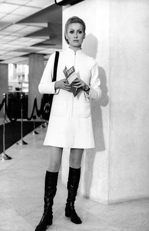 Catherine Deneuve, White Photo, A Woman, Black And White, Boots, Wall, White, Black