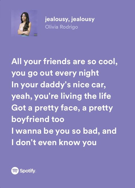 Olivia Rodrigo Spotify Lyrics, Olivia Rodrigo Spotify, Sour By Olivia Rodrigo, Jealousy Jealousy, Olivia Lyrics, Secret Song, Windows Wallpaper, Favourite Song, Music Recommendations