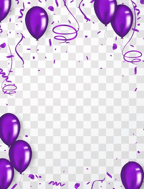 Confetti background and purple balloons ... | Premium Vector #Freepik #vector #happy-new-year #celebration-background #new-year #white-confetti Purple Confetti, Confetti Background, Rose Gold Texture, Birthday Photo Frame, Triangle Background, Halftone Dots, Purple Balloons, Mermaid Pattern, Triangle Pattern