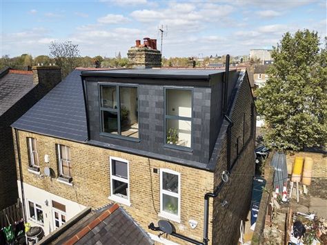 See photos of our Loft conversion in Hanwell W7 2EW Loft Conversion Victorian Terrace, Terraced House Loft Conversion, Transitional House Exterior, Loft Conversion Roof, Attic Dormer, Small Loft Apartments, Bungalow Remodel, Loft Attic, Loft Conversion Bedroom