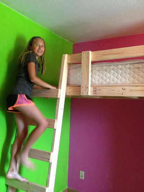 Bed Setup, Build A Loft Bed, Loft Bed Plans, Diy Loft Bed, Farm Road, Build Projects, Twin Loft Bed, Twin Bed, Diy Bed