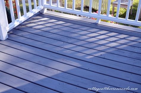 Blue deck Stained Deck, Grey Deck, Deck Stain Colors, Solid Stain Colors, Interior Wood Trim, Blue Deck, Outdoor Gardens Landscaping, Deck Colors, Deck Paint