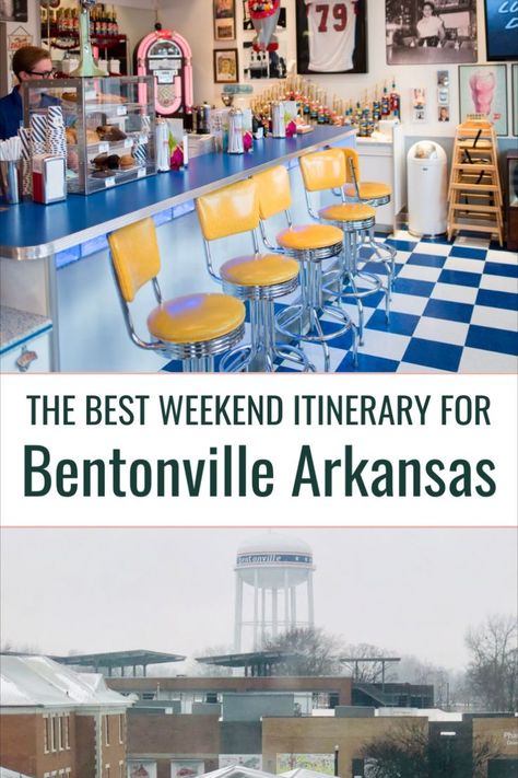 Planning a Bentonville Arkansas girls trip? Or maybe just a family weekend in Bentonville? Either way, I've got you covered with a full 24 hour (or weekend) Bentonville Arkansas itinerary. From where to stay, to where to eat and what to do in Bentonville, you'll find it all! Be sure and save this for your upcoming trip to Bentonville, Arkansas. Arkansas Vacations, Bentonville Arkansas, Mountain Bike Tour, Family Friendly Resorts, Family Weekend, Anniversary Trips, Bike Tour, Weekend Trips, The Map