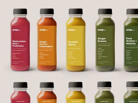 Juice Label Designs by ⋈ Brandon Termini ⋈ for Handsome on Dribbble Label Minuman, Juice Business, Fruit Juice Packaging, Juice Cafe, Juice Bar Design, Juice Label, Drinks Packaging, Juice Branding, Drinks Packaging Design