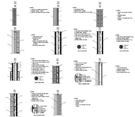 Acoustic isolation wall detail drawing in dwg AutoCAD file. This drawing includes types of acoustic isolation wall detail drawing with detail text and dimensions. Wall Detail Drawing, Sound Barrier Wall, Insulating Basement Walls, Acoustic Architecture, Soundproofing Walls, Acoustic Barrier, Wall Section Detail, Layered Architecture, Wall Detail