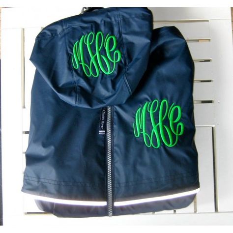 A Monogrammed Rain Jacket Monogrammed Rain Jacket, Charles River Rain Jacket, Monogram Jacket, Newborn Photo Outfits, Personalized Jacket, 1st Birthday Shirts, Designer Baby Clothes, Charles River, Rain Jacket Women