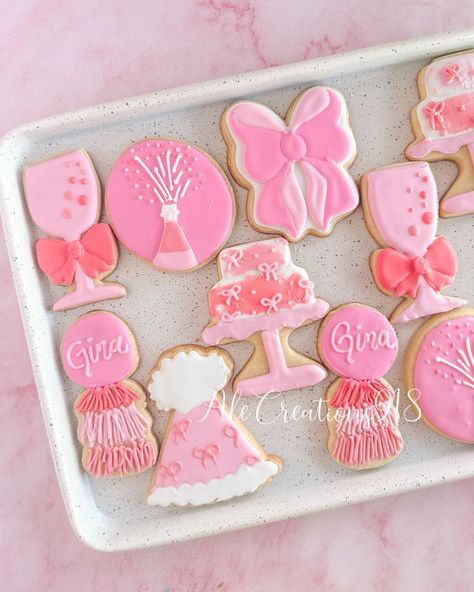 Pink birthday cookies 🎀 Pricing? 👉🏻 https://msha.ke/alecreations918 • • • • #alecreations918 #tulsasmallbuisness #tulsaoklahoma #decoratedsugarcookies #customcookies #cookie #cookies #inspirationcookies #cookiesofinstagram #royalicingcookies #desserts #okcookier #dessertideas #partyideas #party #sugarcookies #royalicing #cookier #royalicingcookies #cookies #cookiesideas #royalicingideas #birthdaycookies #birthdaycookie #partycookies #birthdayparty #birthdaycookieset Pink Birthday Cookies, 25th Bday, 18th Bday, Cookies Decorated, Pink Birthday, Birthday Cookies, Royal Icing Cookies, Custom Cookies, Sugar Cookies Decorated