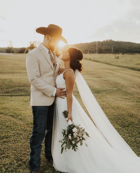 Wedding Country Dress, Wedding Dress With Country Boots, Western Wedding Mens Outfit, Groomsmen Attire Cowboy, Country Wedding Poses, Groom In Jeans And Boots, Rustic Wedding Pictures, Groomsmen Attire Western, Country Wedding Dresses With Boots