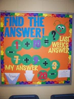 Math Caterpillar Created this during college and kids love it! Easy to change based on grade level and your students needs. Bulletin Boards Ideas, Toddler Math, Math Bulletin Boards, Interactive Bulletin Boards, Interactive Bulletin Board, Math Board, Classroom Bulletin Board, Boards Ideas, Math Boards