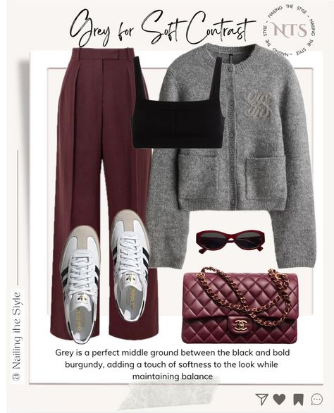 ✨ 4 ways to style burgundy trousers with cardigans✨ Swipe to see how to style these trousers in 4 looks. What’s your favourite? Let me know in the comments👇💬 and share these styling tips with friends 🗣️ ✨Available items and some alternatives will be linked in stories and in September highlights✨ . . . . . #nailingthestyle #outfitoftheday #outfitinspiration #outfitinspo #fashionblogger #virtualstylist #outfitideas #stylingtips #wardrobestaples #effortlesschic #FashionInspo #CasualChic #Fall... Burgundy Trouser Outfit Women, How To Style Burgundy Pants, Burgundy Sweatpants Outfit, Burgundy Trousers Outfit, Outfit Bogota, Bordeaux Outfit, Burgundy Pants Outfit, Burgundy Outfits, Faux Leather Pants Outfit