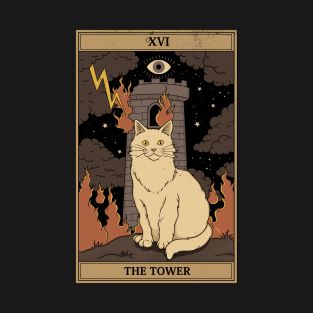 Terra Cards, Tower Tarot Card, Tarot Cards Art Illustration, The Tower Tarot Card, Tarot Tapestry, Cat Wall Hanging, The Tower Tarot, Walpapers Cute, Black Cat Art