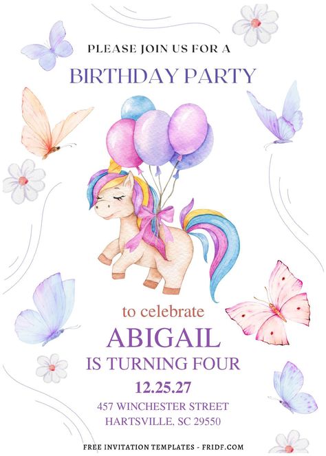 (Free Editable PDF) Magical Watercolor Unicorn Birthday Invitation Templates Unicorn Party Invitations Template, Unicorn Invitation Template Editable, Unicorn Template, Magical Watercolor, Birthday Party Invitations Free, Unicorn Invitation, Unicorn Party Invites, Unicorn Birthday Cards, Unicorn Birthday Invitation