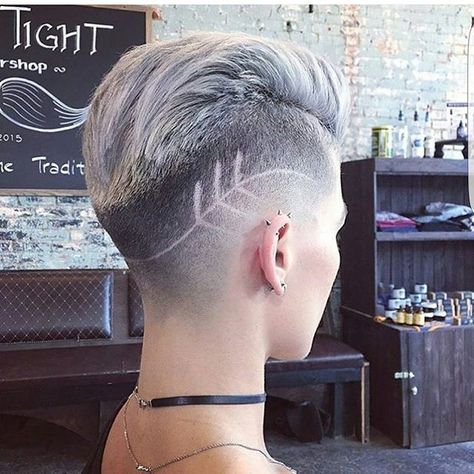 Wow @lookatdatfade on @havalava by @highandtightbarber Hair Tattoo Designs, Pompadour Fade, Undercut Hairstyles Women, Undercut Designs, Shaved Hair Designs, Hair Tattoo, Short Grey Hair, Hair Tattoos, Short Pixie Haircuts