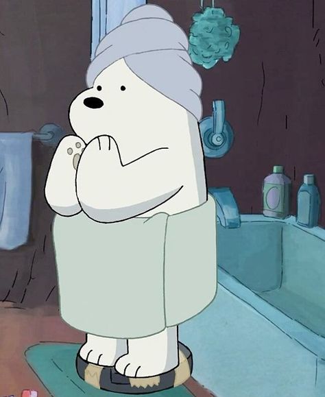 When you're out shower feeling fresh ❄✨ #icebear #fresh #webarebears Beruang Grizzly, We Bare Bears Ice Bear, Bare Bears Ice Bear, Ice Bear We Bare Bears, Bear Bears, Tumblr Food, We Bare Bears Wallpapers, Ice Bear, Ice Bears