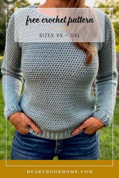 Crochet Jumper Free Pattern, Crochet Sweater Pattern Free Women, Bulky Yarn Crochet, Easiest Crochet, Crochet Jumper Pattern, Crochet Pullover Pattern, Unisex Crochet, Crochet Cardigan Free, Super Easy Crochet