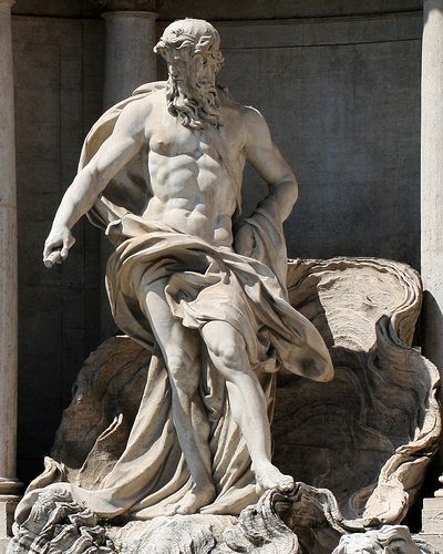 Trevi Fountain (Poseidon #01) Neptune Statue, Poseidon Statue, Trevi Fountain Rome, Sculpture Fountain, Ancient Greek Sculpture, Classic Sculpture, Greek Statues, Greek Sculpture, Trevi Fountain