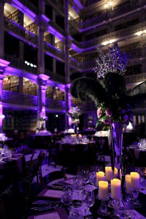 Purple And Black Wedding, Black Wedding Reception, Purple Black Wedding, Purple Wedding Reception, Purple Reception, Wedding Reception Centerpieces, Goth Wedding, Reception Centerpieces, Baltimore Wedding