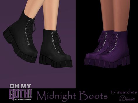 Sims 4 Goth Boots, Sims 4 Shoes Cc, Sims 4 Cc Goth, Alt Shoes, Demonia Boots, Steampunk Skirt, Cc Shoes, Sims 4 Cc Shoes, Goth Shoes