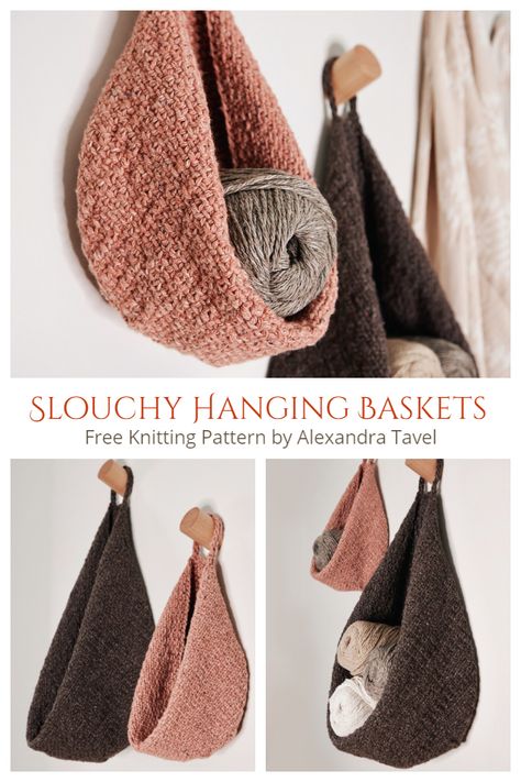 Knit Hanging Basket Free Knitting Patterns - Knitting Pattern Two Of Wands, Crochet Storage Baskets, Knit Accessories, Crochet Storage, Linen Stitch, Knit Basket, Free Knitting Patterns, How To Purl Knit, Circular Knitting Needles