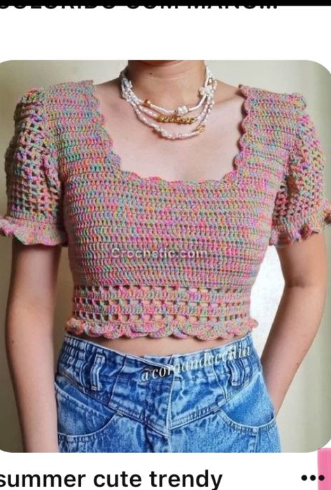 Crochet Blouse Pattern, Crochet Top Outfit, Stylish Crop Top, Crochet Crop Top Pattern, Crochet Ladies Tops, Crochet Summer Tops, Crochet Fashion Patterns, Crochet Shirt, Crop Top Outfits