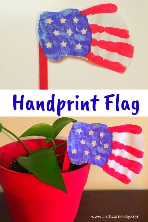 Handprint Flag, Labor Day Crafts, 4th Of July Craft, Memorial Day Activities, American Flag Crafts, Fourth Of July Crafts For Kids, Patriotic Kids, Elephant Crafts, Flag Crafts