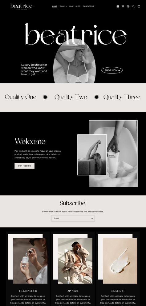 Expensive Website Design, Moodboard For Website Design, Chanel Website Design, White And Black Website Design, Simple Elegant Website Design, Black Theme Website Design, Aesthetic Clothing Website Design, Aesthetic Website Design Dark, Lux Website Design