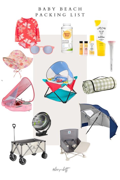 Beach items you will want to pack for your baby Baby To The Beach Tips, Beach With 6 Month Old, 8 Month Old Beach Trip, 3 Month Old Beach Essentials, 3 Month Old Beach Trip, Beach Day With Baby, Baby Summer Essentials, Newborn Beach Essentials, Infant Beach Essentials