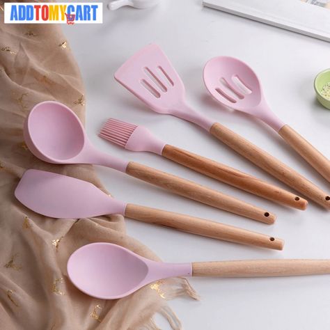 Premium Silicone Pink Cooking Tools Price: 10.98 & FREE Shipping #instagood Silicone Utensil Set, Silicone Kitchenware, Silicone Cooking Utensils, Kitchenware Set, Silicone Kitchen Utensils, Silicon Utensils, Eco Friendly Kitchen, Food Clips, Cooking Utensils Set