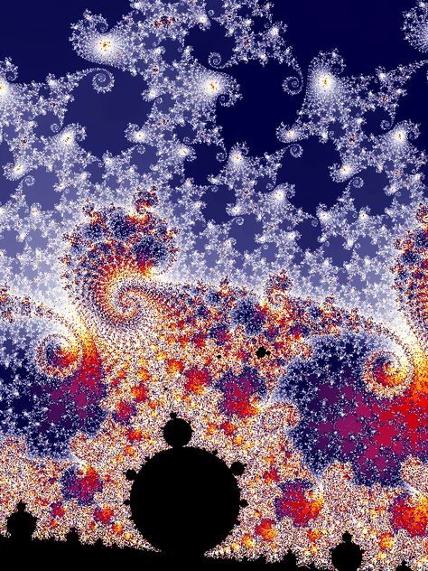 Mandelbrot Set Seahorse - A glimpse into the infinite nature of the universe; order in a chaotic world; a representation of the similiarities shared by everything and everyone on this planet; God's thumbprint; the very essence of ourselves and our universe. French Mime, Mandelbrot Fractal, Mandelbrot Set, Geometry In Nature, Fractal Geometry, Alien Art, Back To Nature, Stained Glass Patterns, Science Art