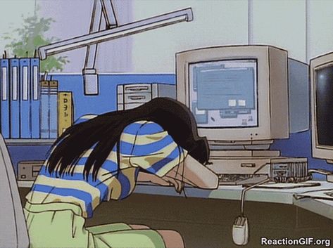 Studying Gif, Tired Gif, Outdoors Tattoo, Anime Gifs, Arte Inspo, Old Anime, 90s Anime, Aesthetic Gif, Animal Tattoos