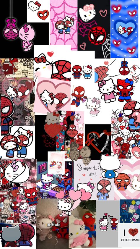 Blackout Poems Art, Hello Kitty And Spiderman, 3d Wallpaper Cute, Pretty Wallpaper Ipad, Hello Kitty Wallpaper Hd, Pink Wallpaper Hello Kitty, Scary Drawings, Image Spiderman, Spiderman Drawing