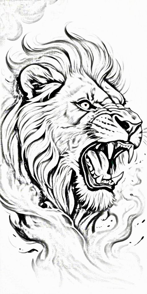 Forearm Lion Tattoo Men Ideas, Lion Side Profile Drawing, Lion Stencil Tattoo, Lion Tattoo Stencil Drawings, Lion Tattoo Design Stencil, Sidhu Tattoo, Lion Tattoo Shoulder, Lion Head Tattoo Design, Arte Trash Polka