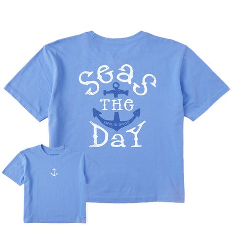 Women's Seas the Day Iron Anchor  Boxy Crusher Tee Seas The Day, Sea Bags, Yellow Violet, Henley Tee, Pink Men, Graphic Tees Vintage, Boxy Tee, Matching Tees, Ladies Tee Shirts