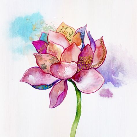 Buda Wallpaper, Watercolor Lotus, Lotus Art, Lotus Tattoo, Art Simple, Drawing Videos, Art Videos, Watercolor Tattoo, Watercolor Painting