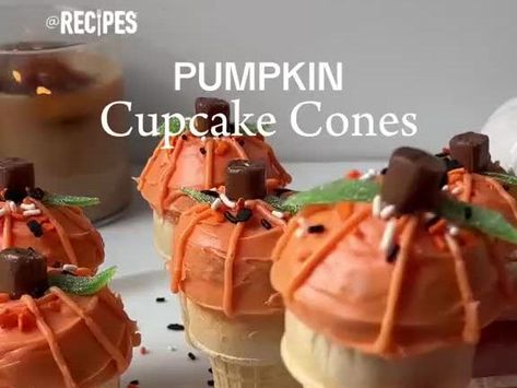 It's officially fall, and these Pumpkin Cupcake Cones are the cutest dessert to celebrate the season 🎃 Recipe from: Ingredients: -1 box Halloween Funfetti cake mix + ingredients called for on box -24 ice cream cones with flat b... - NewsBreak Halloween Ice Cream Cake, Halloween Funfetti, Halloween Ice Cream, Funfetti Cupcakes, Cake Mix Ingredients, Pumpkin Cupcake, Cupcake Cones, Funfetti Cake Mix, Chicago Food