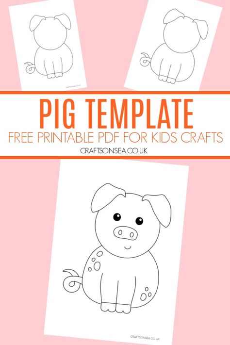 This cute free printable pig template has two different designs for you to download and is perfect for kids crafts and farm topics. Pig Printables Free, Horse Crafts For Toddlers, Pig Template Free Printable, Horse Craft For Toddlers, 3 Little Pigs Craft, Pig Template, Pig Printable, Preschool Farm, Template Free Printable