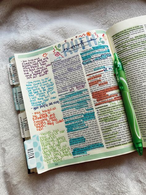 Bible Annotations Aesthetic, Ruth Bible Journaling, Ruth Bible Study, Bible Annotations, Bible Goals, Devotional Ideas, Scripture Study Journal, Ruth Bible, Bible Highlighting