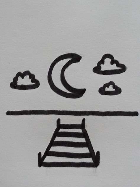 Black Marker Drawing Easy, Bridge Doodle, Draw Moon, Meaningful Drawings, Marker Drawing, Drawing Inspo, Love Art, Easy Drawings, Markers