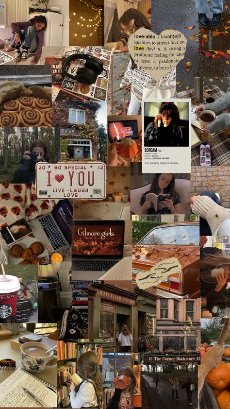 Fall Vibes Gilmore, Gilmore Girls Fall Background, Autumn Aesthetic Vision Board, Fall Aesthetic Wallpaper Gilmore, Fall Background Gilmore, Fall Aesthetic Rory Gilmore, Vision Board Fall Aesthetic, Fall 2023 Vision Board, Autumn Fall Aesthetic Wallpaper