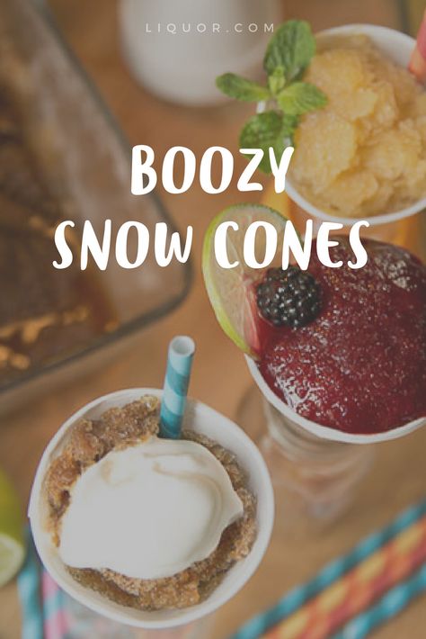 Shaved Ice Recipe, Snow Cones Recipes, Peach Bourbon, Cocktail Party Drinks, Boozy Popsicles, Snow Cone Syrup, Bourbon Smash, Boozy Desserts, Snow Cone