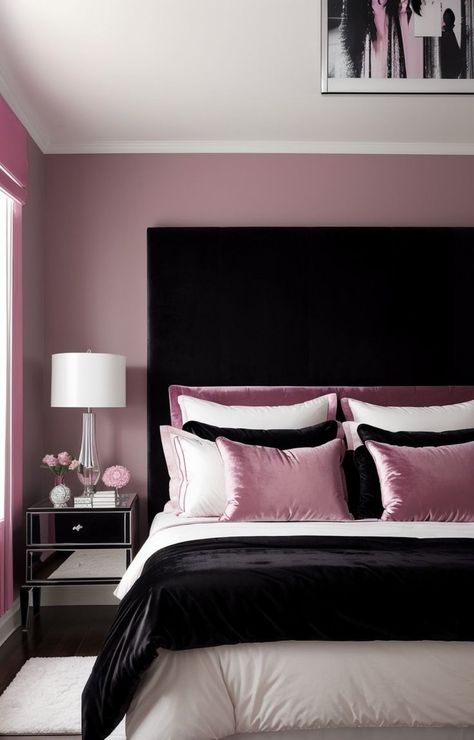 Little Apartment Decor, Pink Black Bedrooms, Street Room, Woman Bedroom Ideas, Grown Woman Bedroom Ideas, Baddie Apartment, Baddie Apartment Ideas, Pink Bedroom Decor, Apartment Decoration