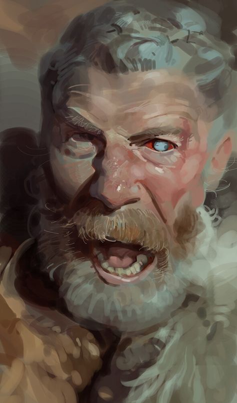 Figurative Kunst, Poses References, Arte Inspo, Digital Painting Tutorials, Arte Fantasy, Digital Art Tutorial, Red Eyes, Digital Portrait, Old Man