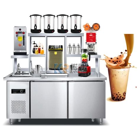 1.5 M Commercial Automatic Bubble Tea Counter Popping Boba Machine Milk Tea Workbench - Food Processors - AliExpress Boba Tea Trailer, Bubble Tea Truck, Small Boba Tea Shop Interior Design, Bubble Tea Store Interior Design, Small Boba Shop, Boba Shop Design, Bubble Tea Shop Design Interior, Bubble Tea Shop Design, Boba Machine